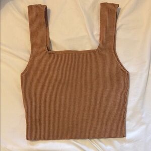 Ribbed Tan Sleeveless Top